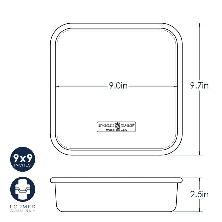 Nordic Ware Natural Aluminum Commercial Square Cake Pan, 9 x 9