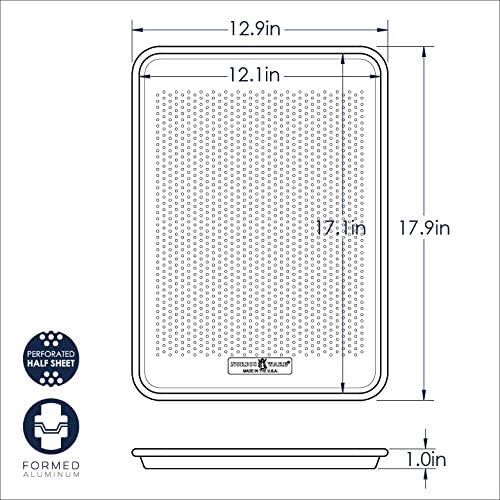 Nordic Ware Naturals Perforated Crisping Half Sheet Pan for Baking or Roasting, Uncoated Natural Aluminum with Reinforced Steel Rim Prevents Warping