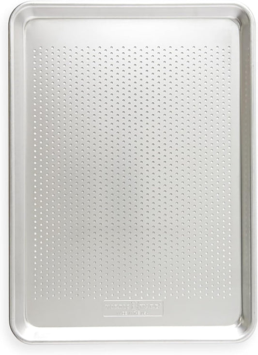 Nordic Ware Naturals Perforated Crisping Half Sheet Pan for Baking or Roasting, Uncoated Natural Aluminum with Reinforced Steel Rim Prevents Warping